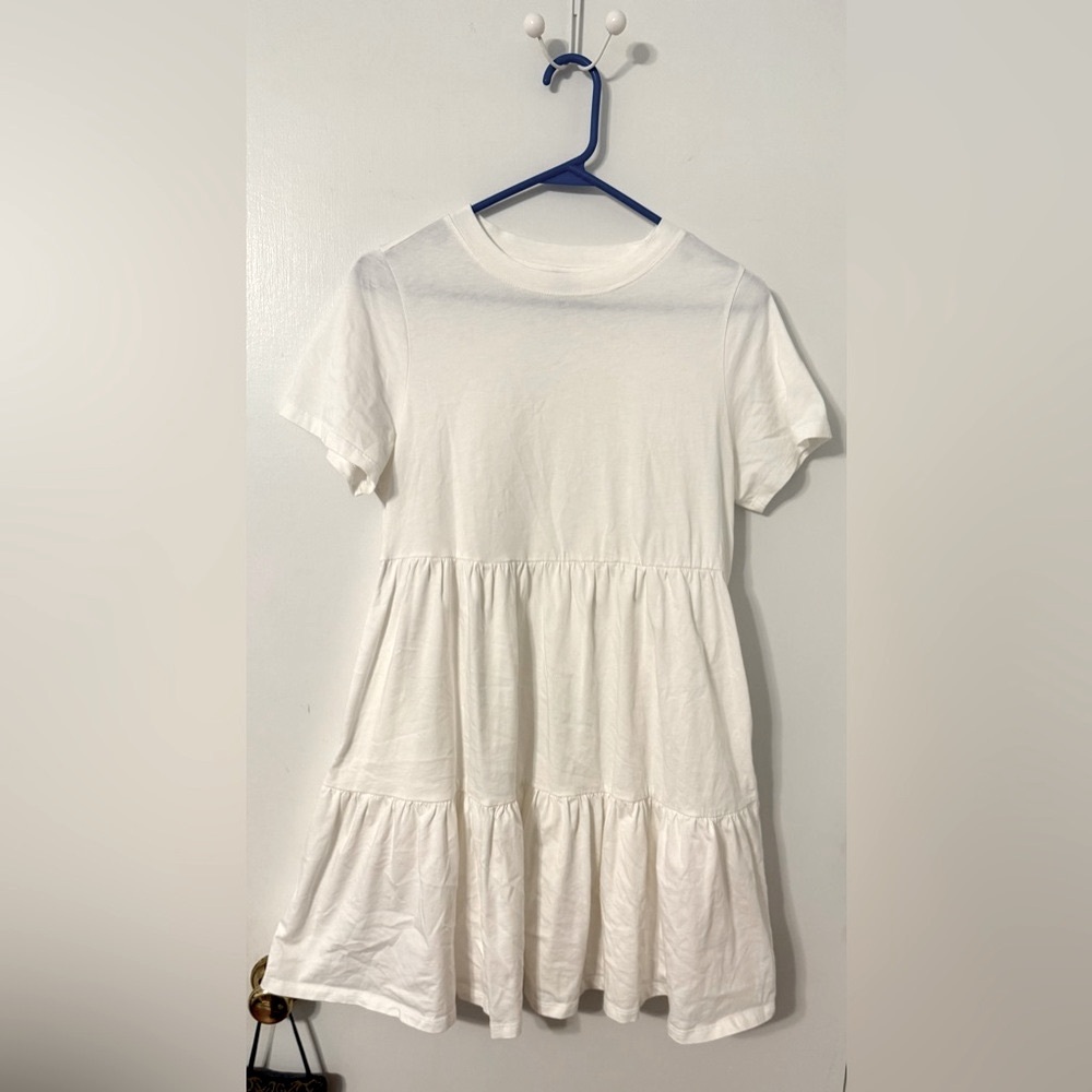 100% cotton white, tiered T-shirt dress / swimsuit cover up